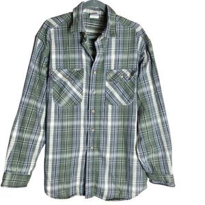 Carhartt Green Plaid Flannel Button Up Shirt Men’s XL Long Sleeve Workwear
